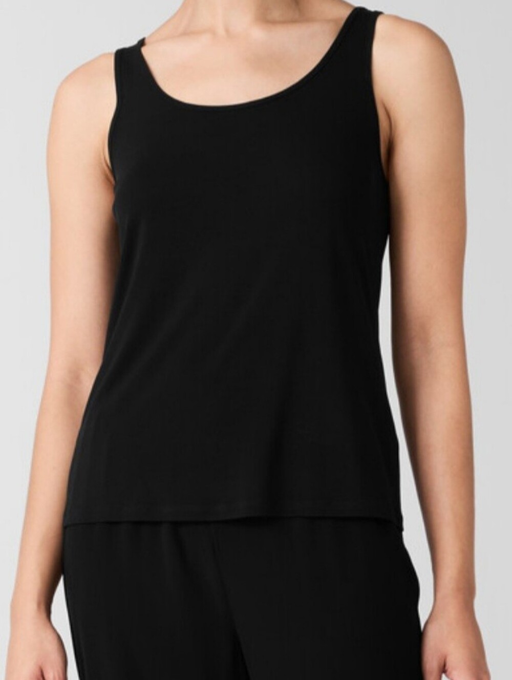 Eileen Fisher Stetch Silk Jersy Black Women's Petite MD Tank Top